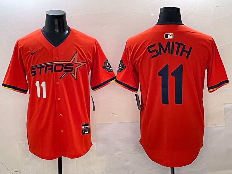 Men Houston Astros #11 Smith Orange three generations Joint Name Nike 2025 MLB Jersey style 5